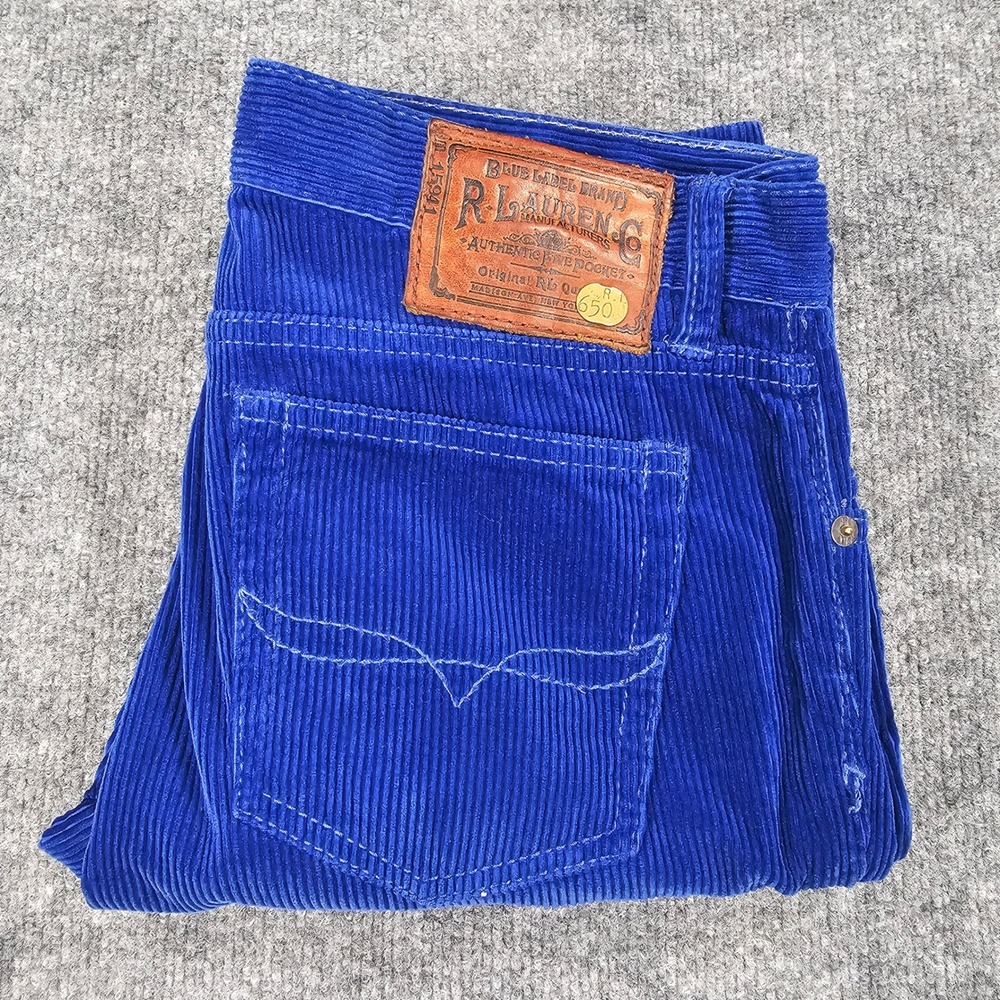 Ralph Lauren Thompson Blue Label Women 6 Royal Blue Corduroy Pants Slim Straight